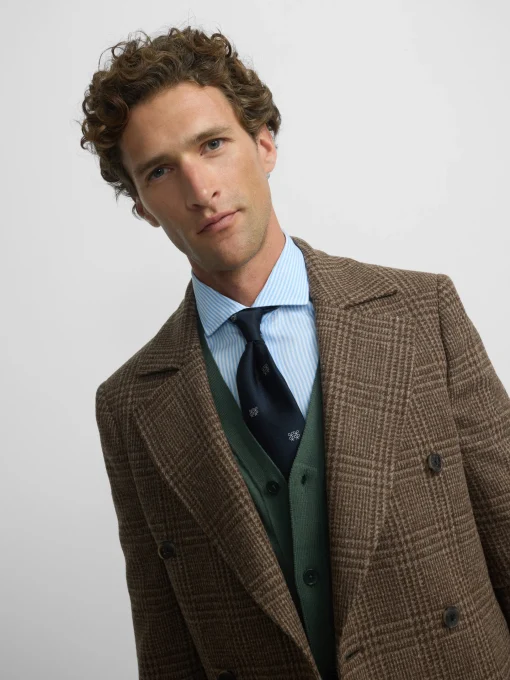 Silbon Smart Casual·Abrigos Y Cazadoras-Abrigo cruzado principe de gales Marron