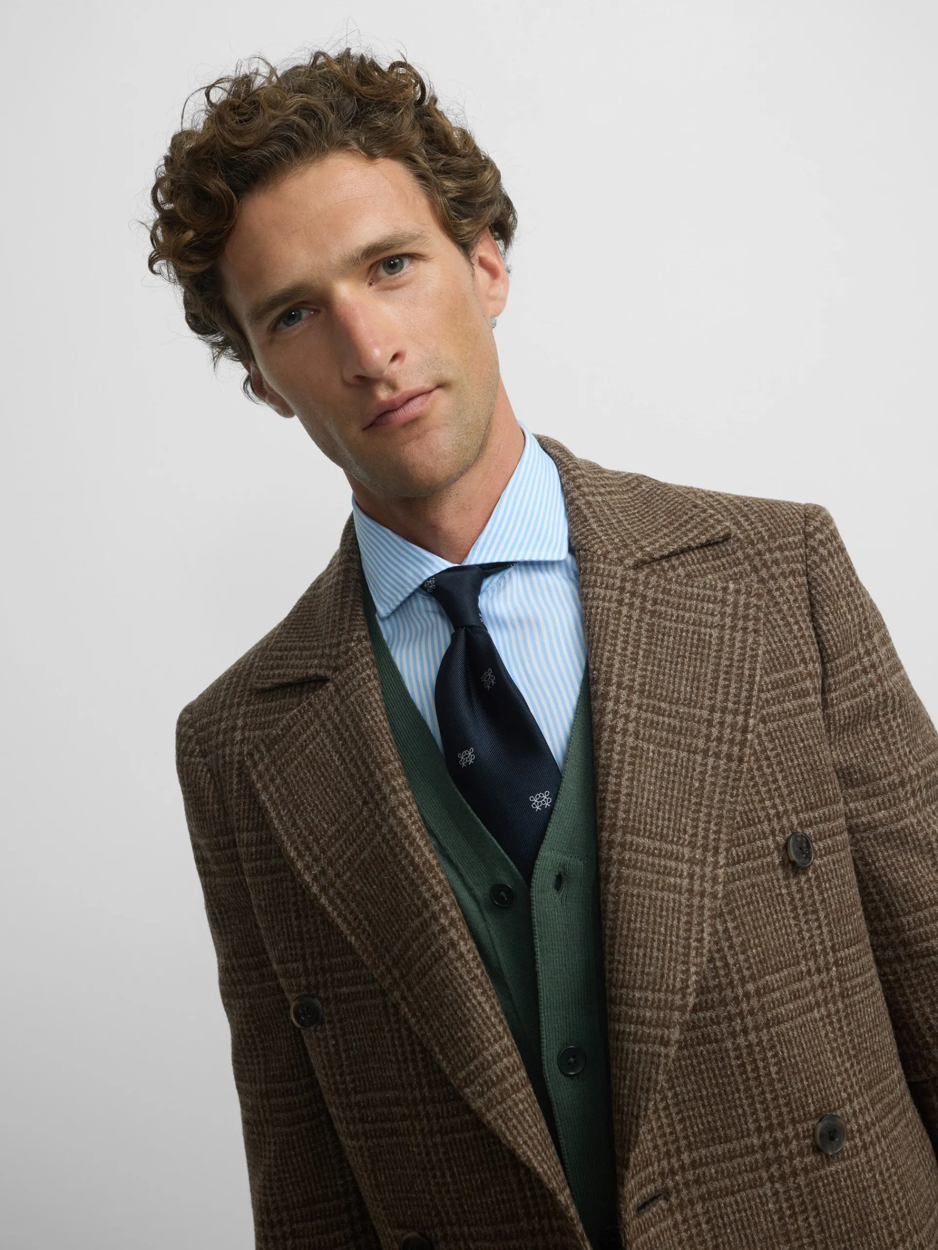 Silbon Smart Casual·Abrigos Y Cazadoras-Abrigo cruzado principe de gales Marron