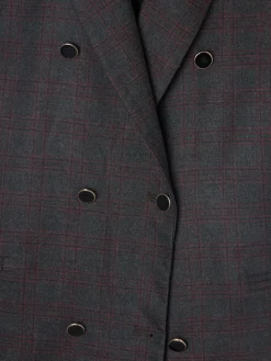 Silbon Americanas|Trajes-Americana cruzada cuadros grises y burdeos Grises y burdeos