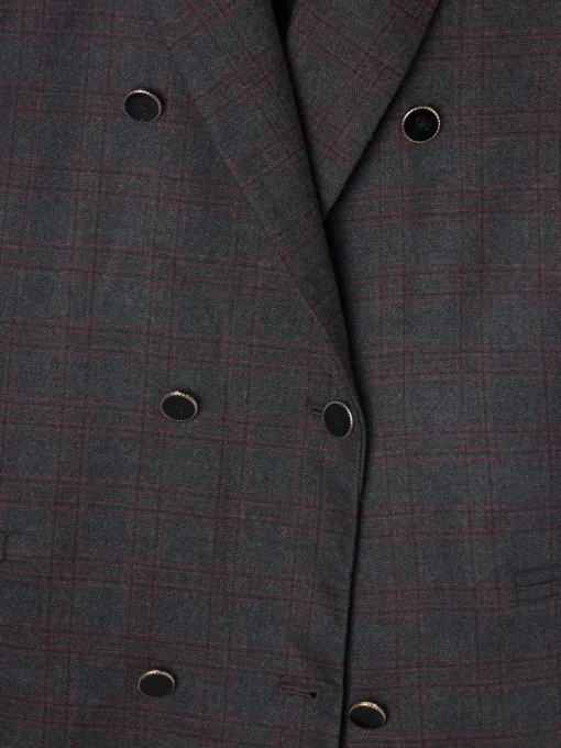 Silbon Americanas|Trajes-Americana cruzada cuadros grises y burdeos Grises y burdeos
