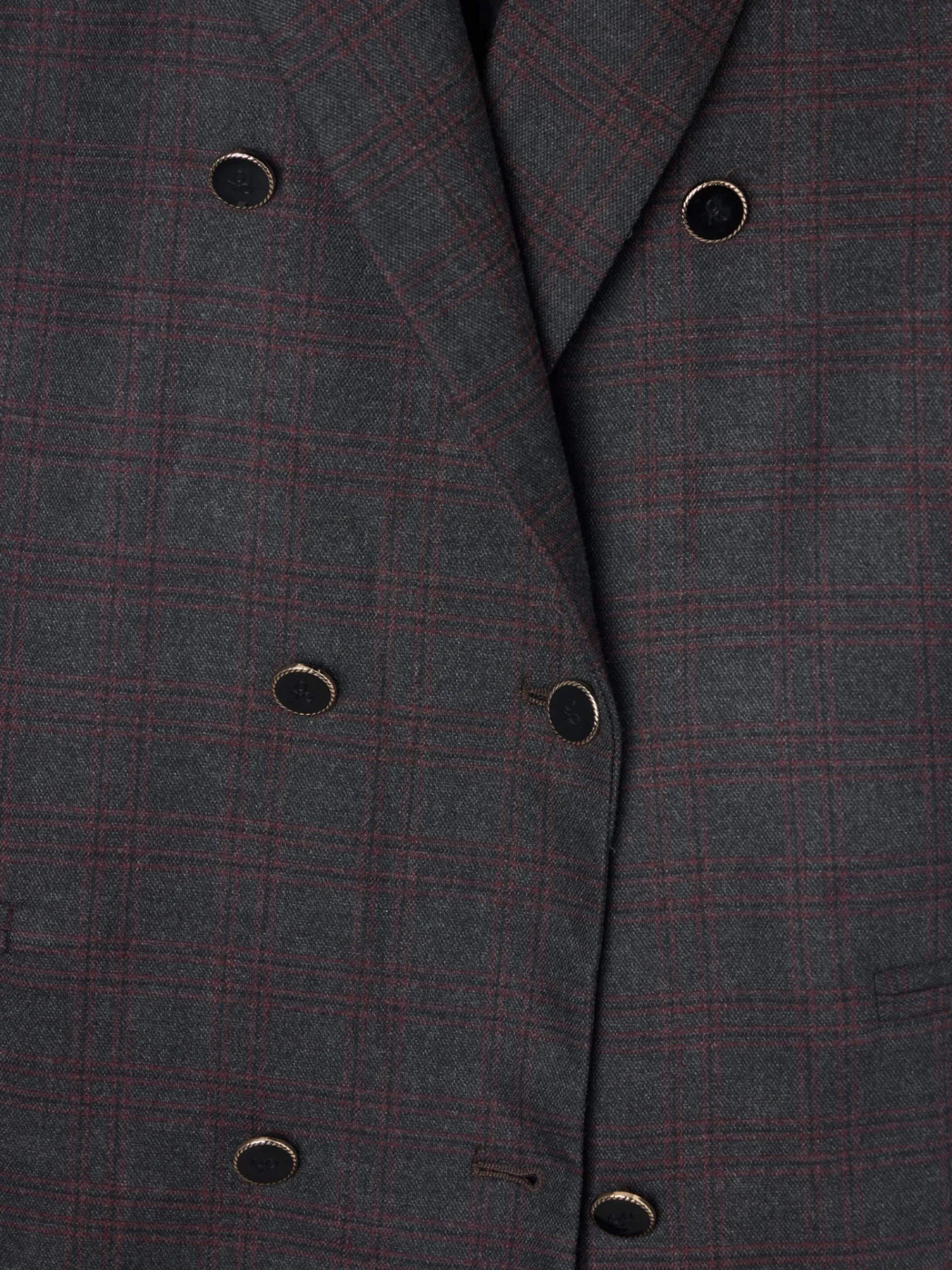 Silbon Americanas|Trajes-Americana cruzada cuadros grises y burdeos Grises y burdeos
