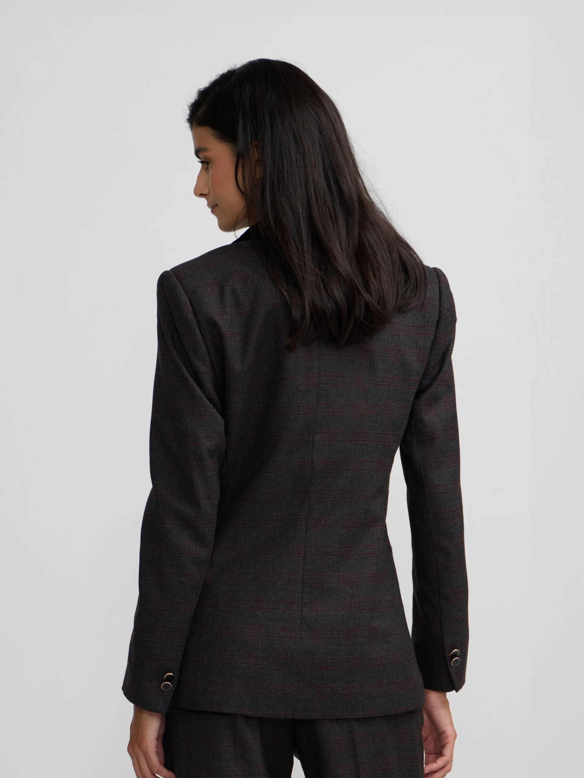 Silbon Americanas|Trajes-Americana cruzada cuadros grises y burdeos Grises y burdeos