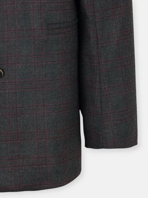 Silbon Americanas|Trajes-Americana cruzada cuadros grises y burdeos Grises y burdeos