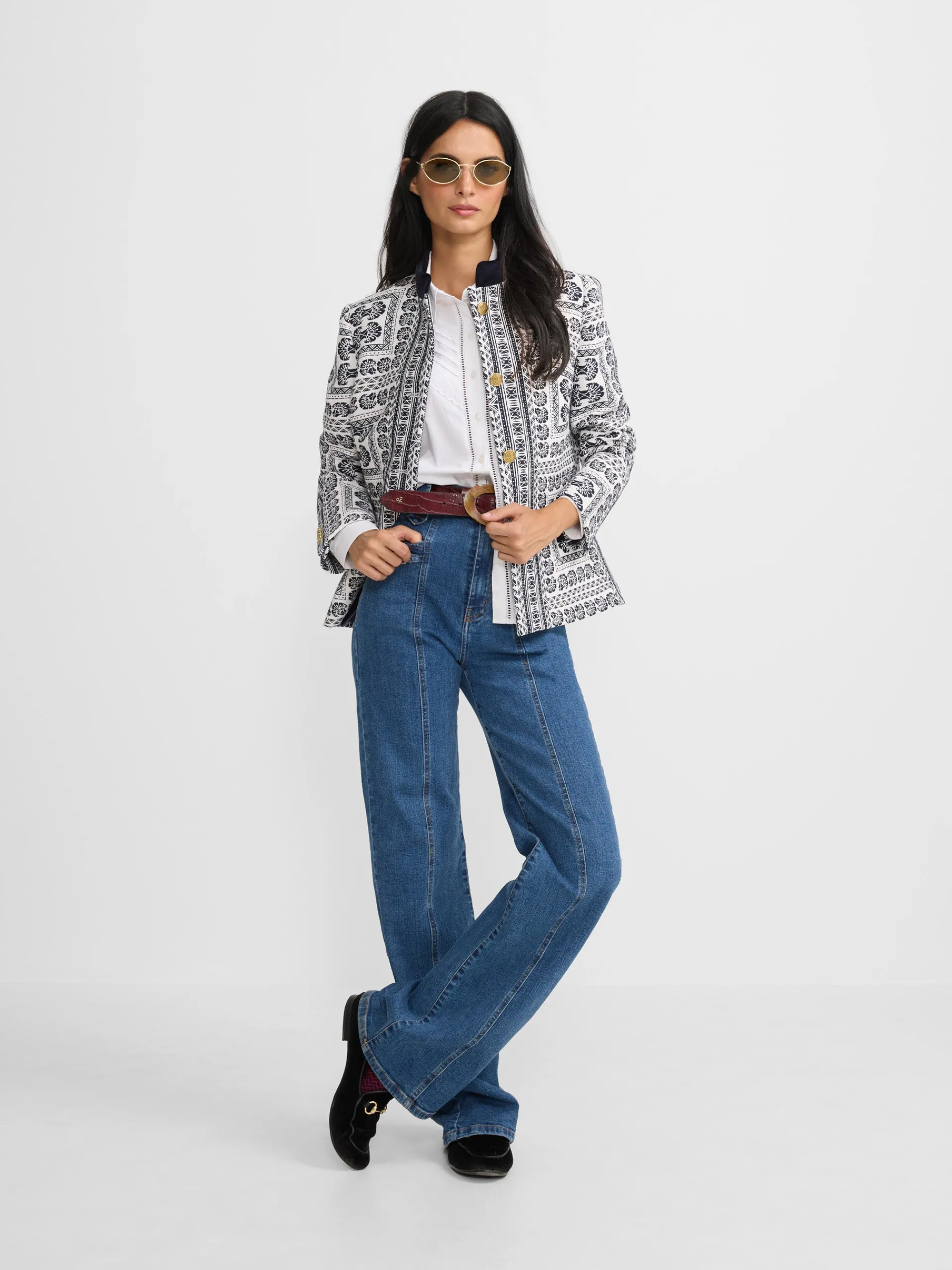 Silbon Americanas-Americana jacquard motivos azul marino Azul marino
