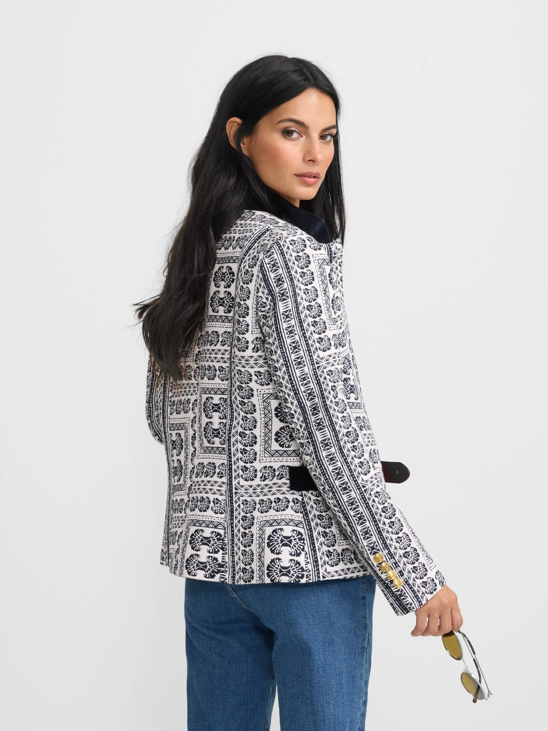 Silbon Americanas-Americana jacquard motivos azul marino Azul marino