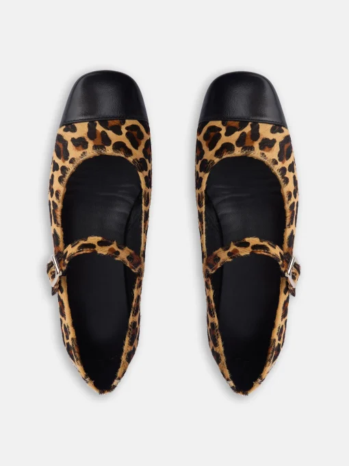 Silbon Calzado-Bailarina piel animal print Marron