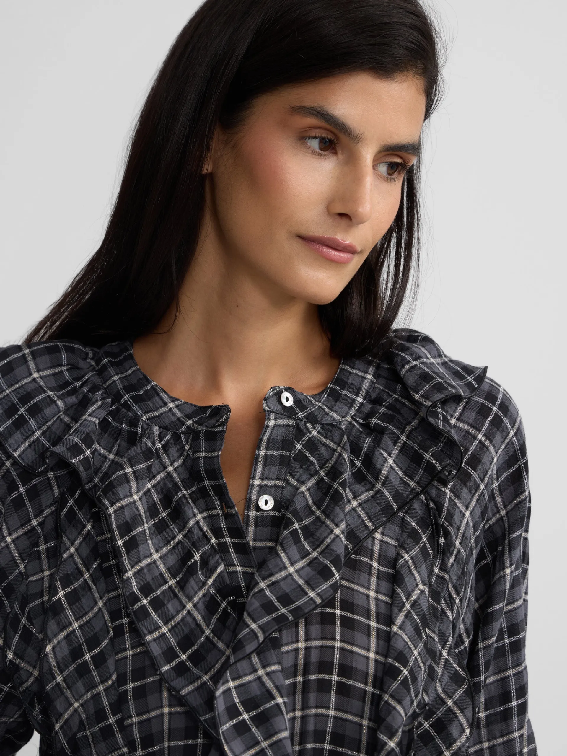 Silbon Camisas Y Blusas-Blusa chorreras cuadros s Negro