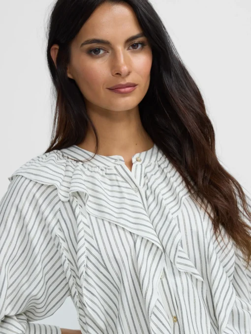 Silbon Camisas Y Blusas-Blusa chorreras rayas blanca Blanco