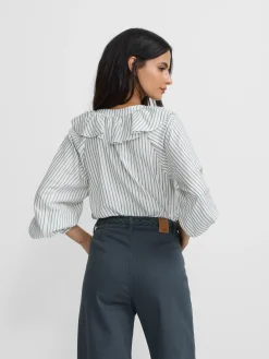 Silbon Camisas Y Blusas-Blusa chorreras rayas blanca Blanco
