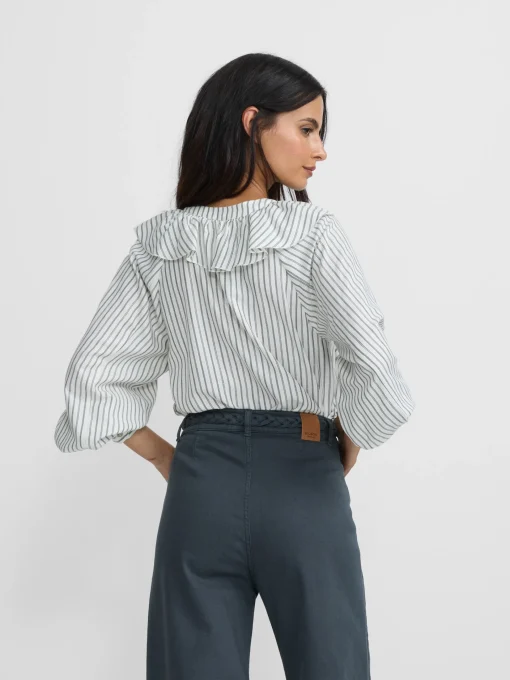 Silbon Camisas Y Blusas-Blusa chorreras rayas blanca Blanco