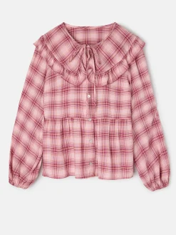 Silbon Camisas Y Blusas-Blusa cuello bobo cuadros s Rosa