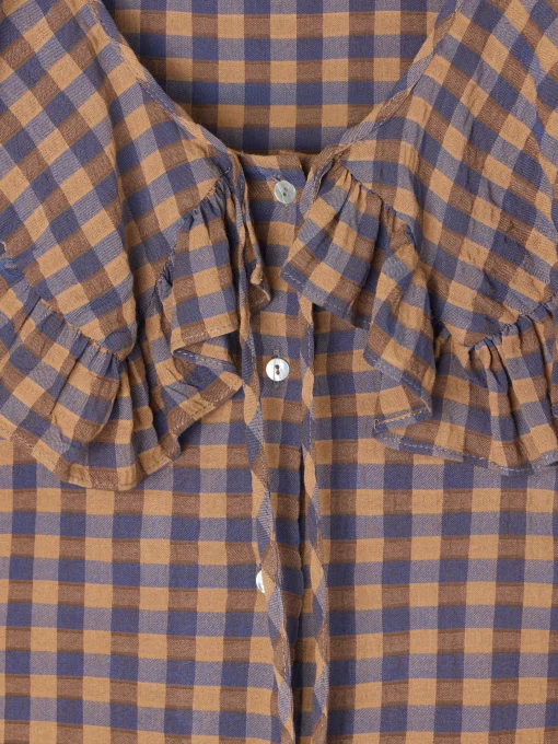 Silbon Camisas Y Blusas-Blusa cuello bobo vichy Azul