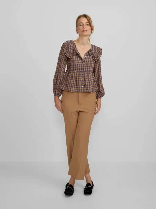Silbon Camisas Y Blusas-Blusa cuello bobo vichy Azul