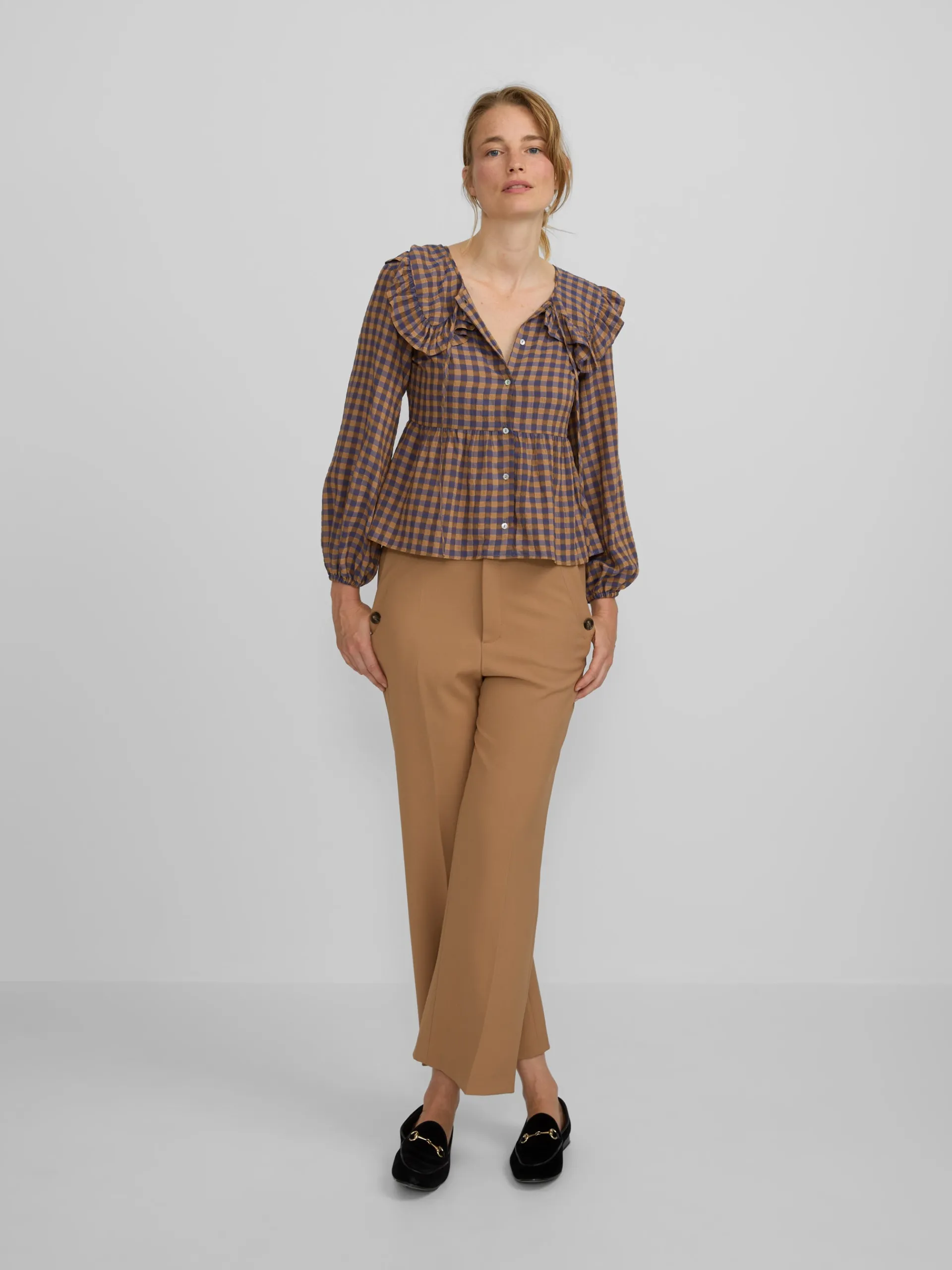 Silbon Camisas Y Blusas-Blusa cuello bobo vichy Azul