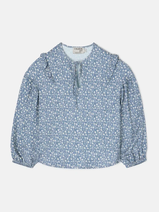 Silbon Camisas Y Blusas-Blusa girl estampado flores azul claro Azul claro