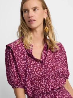 Silbon Camisas Y Blusas-Blusa manga corta estampado lurex Morados