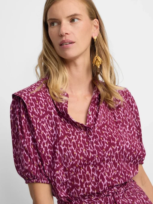 Silbon Camisas Y Blusas-Blusa manga corta estampado lurex Morados