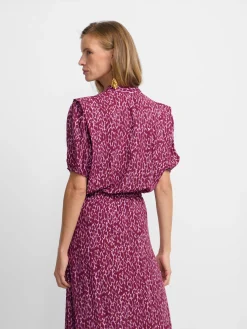 Silbon Camisas Y Blusas-Blusa manga corta estampado lurex Morados