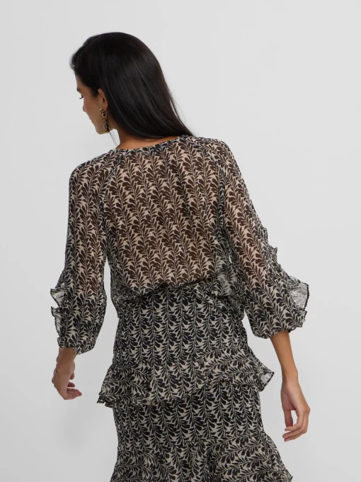 Silbon Camisas Y Blusas-Blusa volantes estampado s Negro