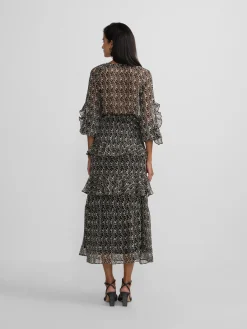 Silbon Camisas Y Blusas-Blusa volantes estampado s Negro