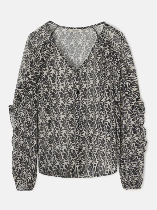 Silbon Camisas Y Blusas-Blusa volantes estampado s Negro