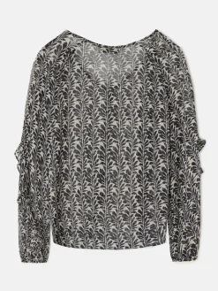 Silbon Camisas Y Blusas-Blusa volantes estampado s Negro