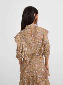 Silbon Camisas Y Blusas-Blusa volantes estampado flores Camel