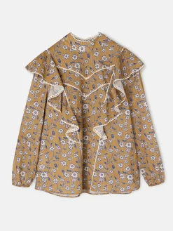 Silbon Camisas Y Blusas-Blusa volantes estampado flores Camel