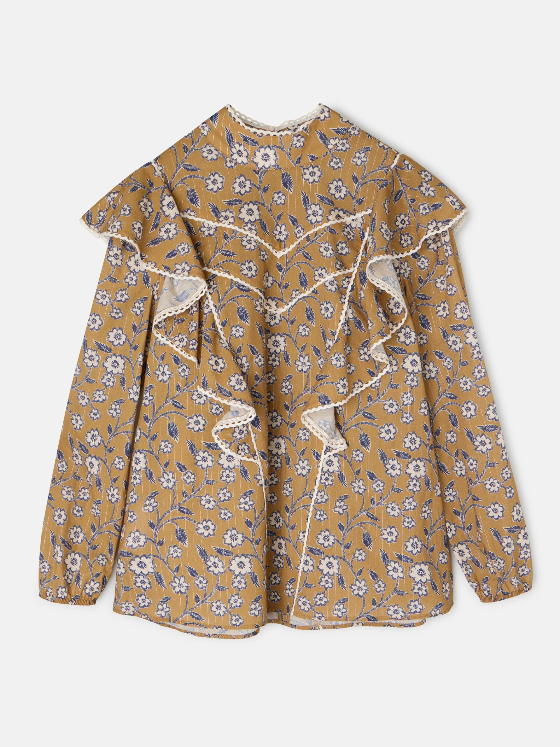 Silbon Camisas Y Blusas-Blusa volantes estampado flores Camel