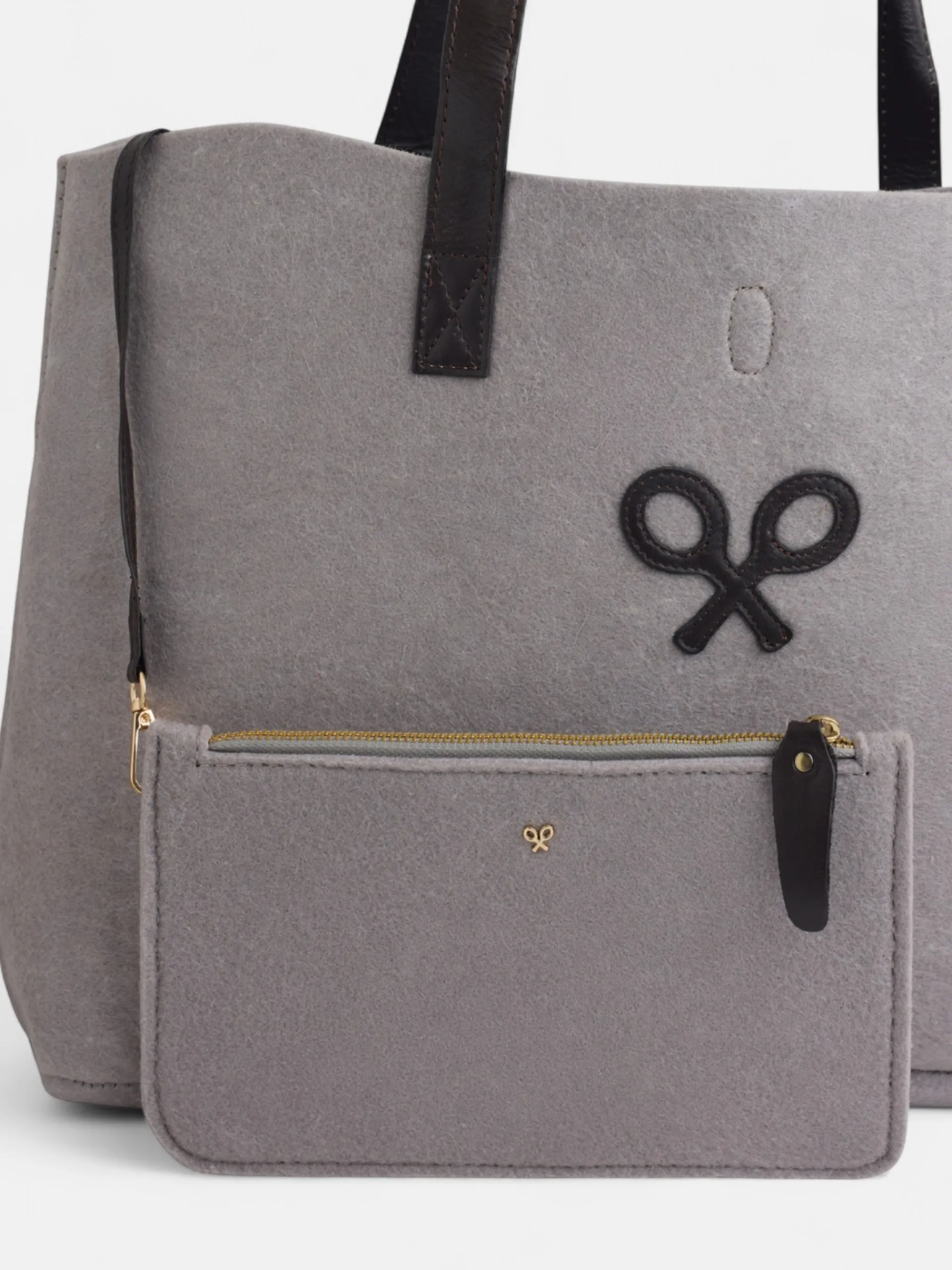 Silbon Bolsos Y Monederos-Bolso fieltro raqueta gris Beige