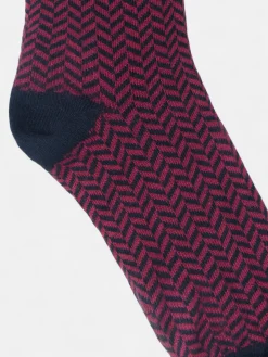 Silbon Calcetines-Calcetin largo espiga bicolor marino y Rosa