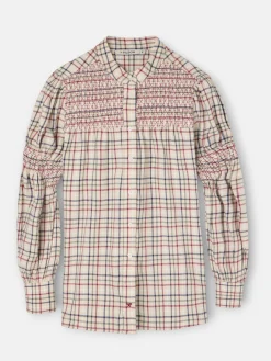 Silbon Camisas Y Blusas-Camisa fruncidos cuadros granate y azul Marron