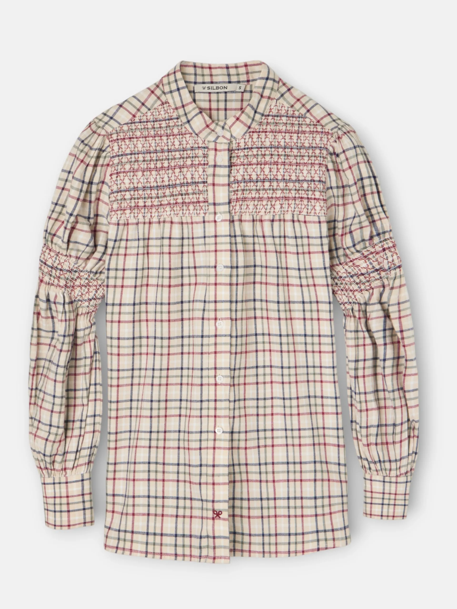 Silbon Camisas Y Blusas-Camisa fruncidos cuadros granate y azul Marron