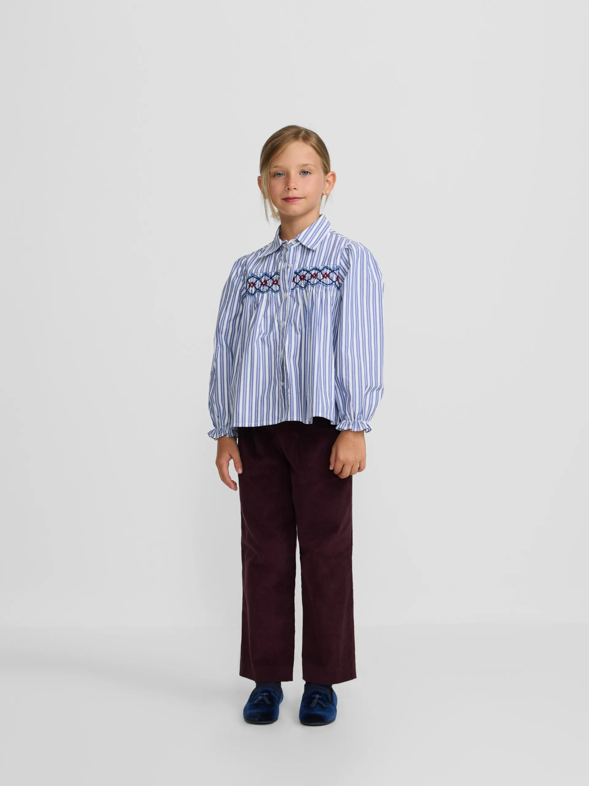 Silbon Camisas Y Blusas-Camisa girl fruncidos rayas y blanca Azul