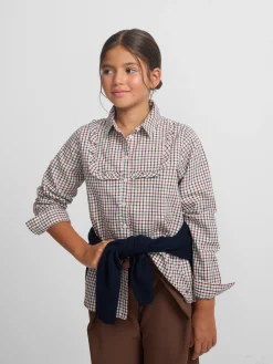 Silbon Camisas Y Blusas-Camisa girl volante cuadros azul y rojo Azul y rojo
