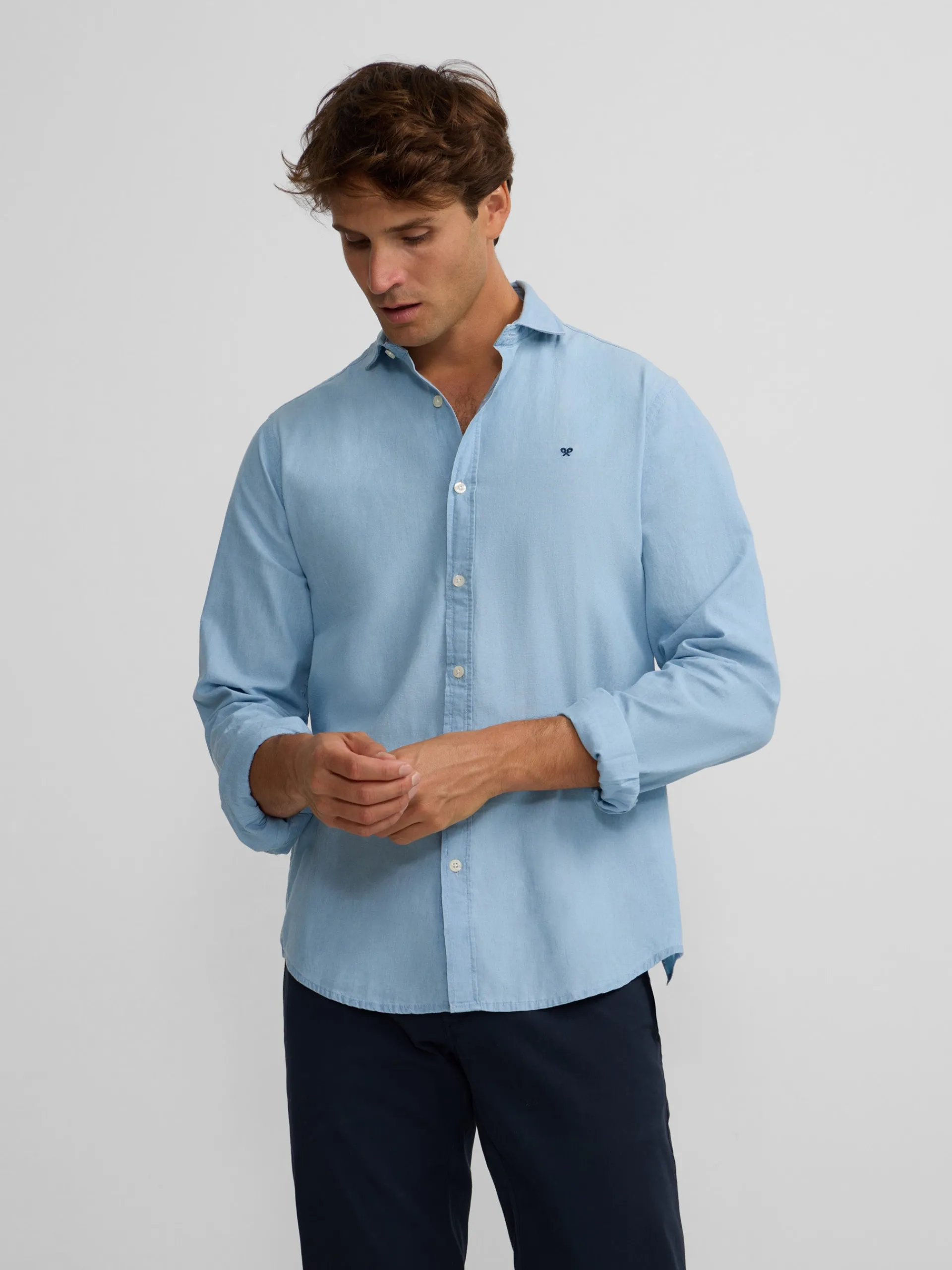 Silbon Smart Casual·Camisas Sport-Camisa sport denim medio Azul