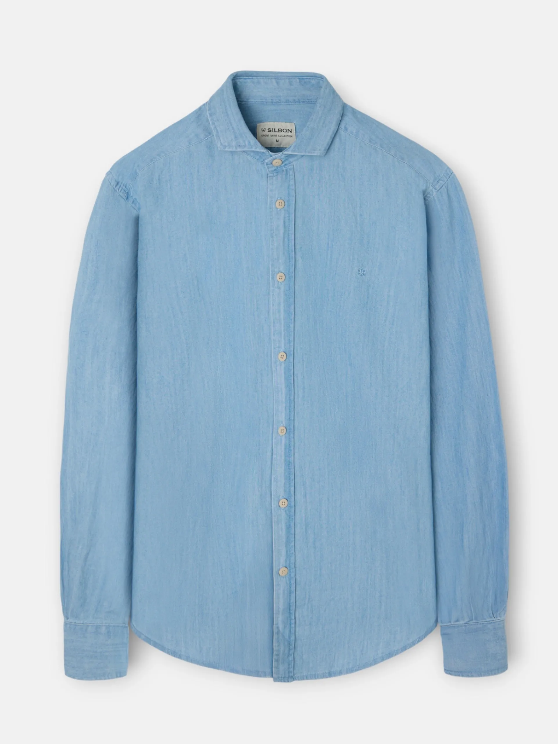 Silbon Smart Casual·Camisas Sport-Camisa sport denim cutaway azul claro Azul claro
