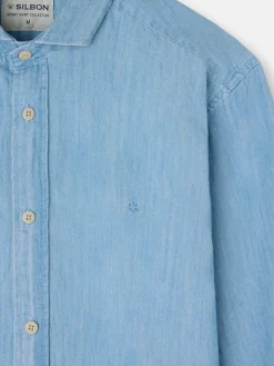 Silbon Smart Casual·Camisas Sport-Camisa sport denim cutaway azul claro Azul claro