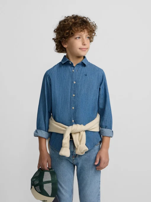 Silbon Camisas Y Poleras-Camisa sport kids clasica denim azul claro Azul claro