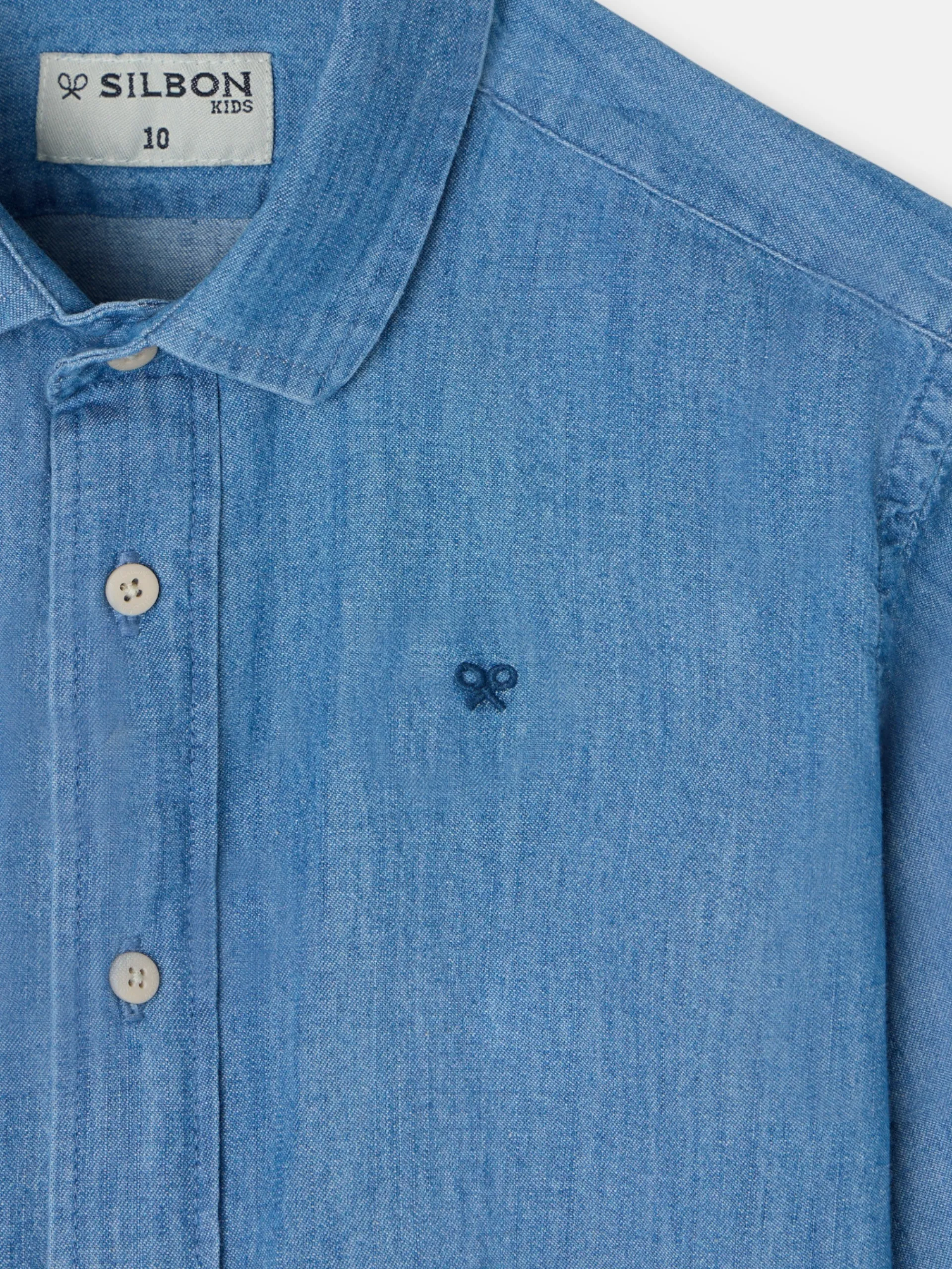 Silbon Camisas Y Poleras-Camisa sport kids clasica denim azul claro Azul claro
