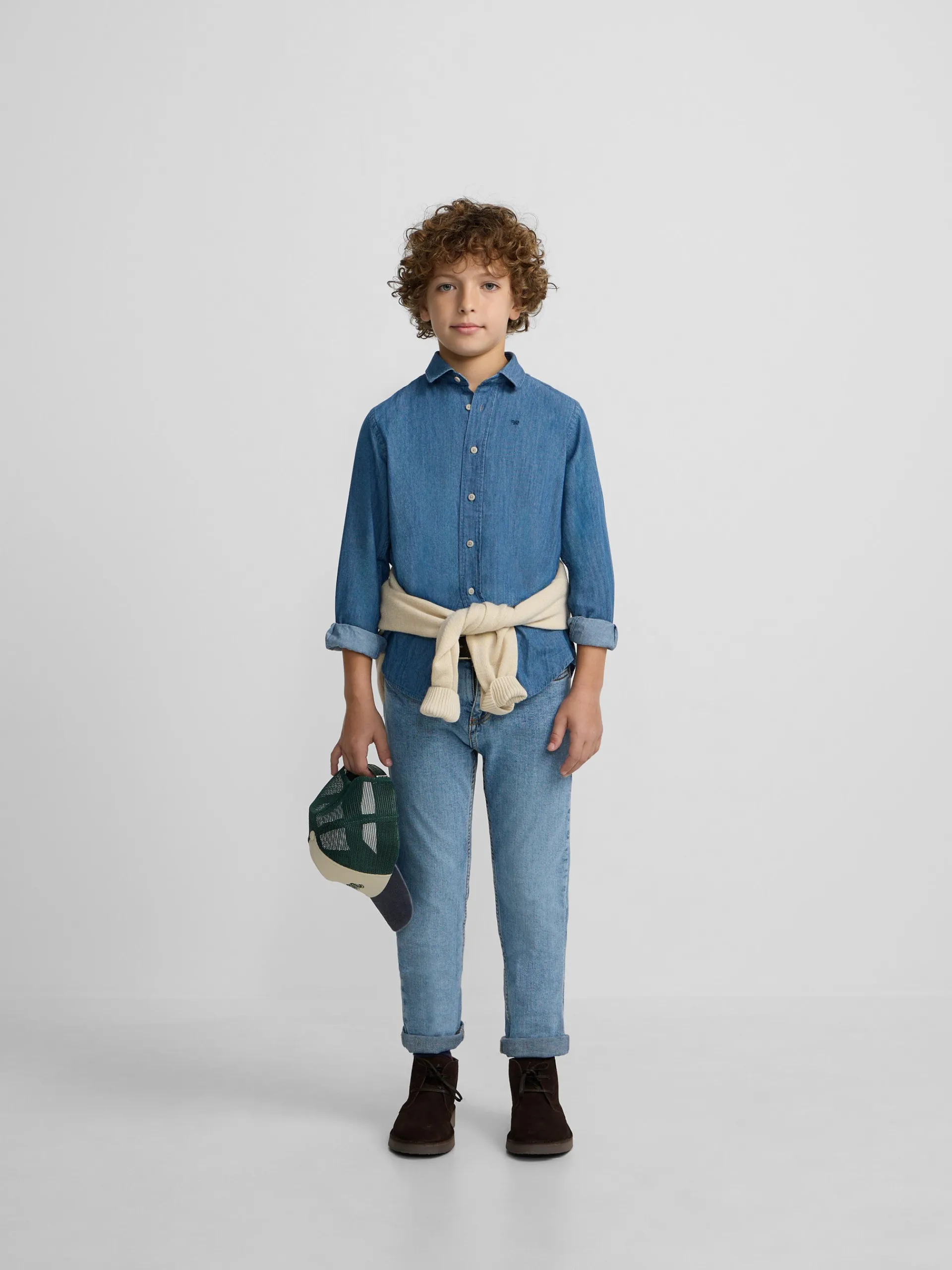 Silbon Camisas Y Poleras-Camisa sport kids clasica denim azul claro Azul claro