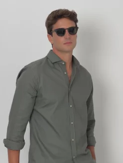 Silbon Smart Casual·Camisas Sport-Camisa sport miniestructura verde oscuro Verde oscuro