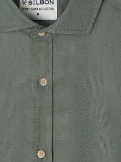 Silbon Smart Casual·Camisas Sport-Camisa sport miniestructura verde oscuro Verde oscuro