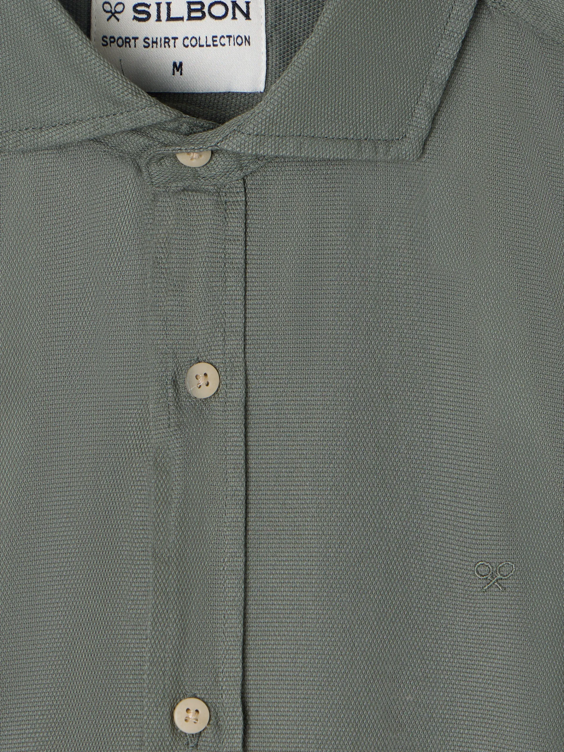 Silbon Smart Casual·Camisas Sport-Camisa sport miniestructura verde oscuro Verde oscuro