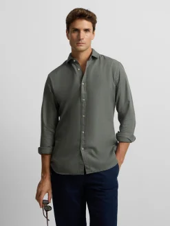 Silbon Smart Casual·Camisas Sport-Camisa sport miniestructura verde oscuro Verde oscuro