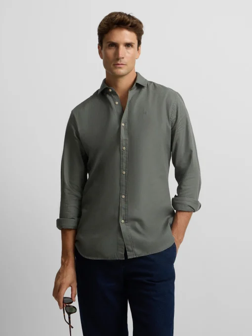Silbon Smart Casual·Camisas Sport-Camisa sport miniestructura verde oscuro Verde oscuro
