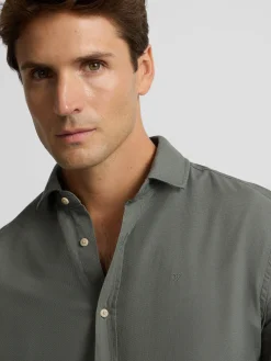 Silbon Smart Casual·Camisas Sport-Camisa sport miniestructura verde oscuro Verde oscuro