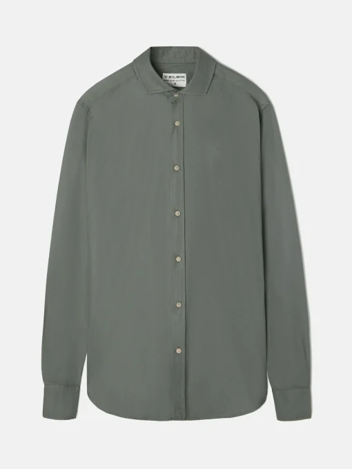 Silbon Smart Casual·Camisas Sport-Camisa sport miniestructura verde oscuro Verde oscuro
