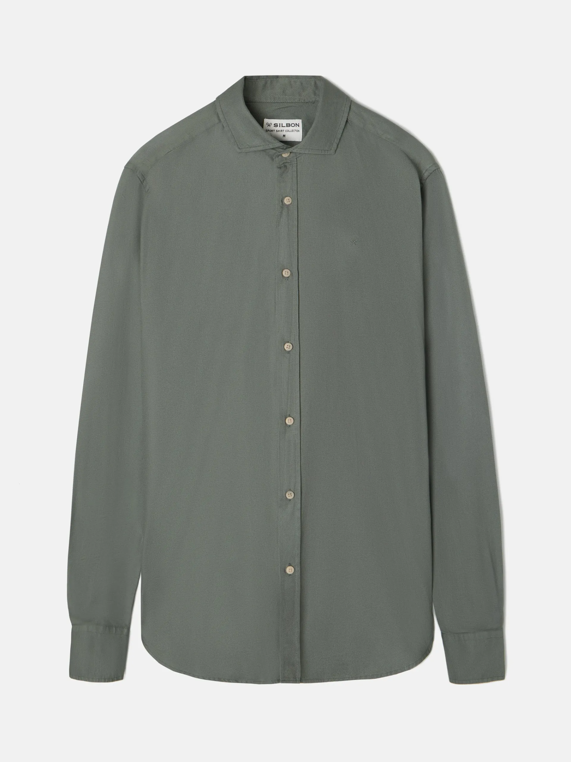 Silbon Smart Casual·Camisas Sport-Camisa sport miniestructura verde oscuro Verde oscuro