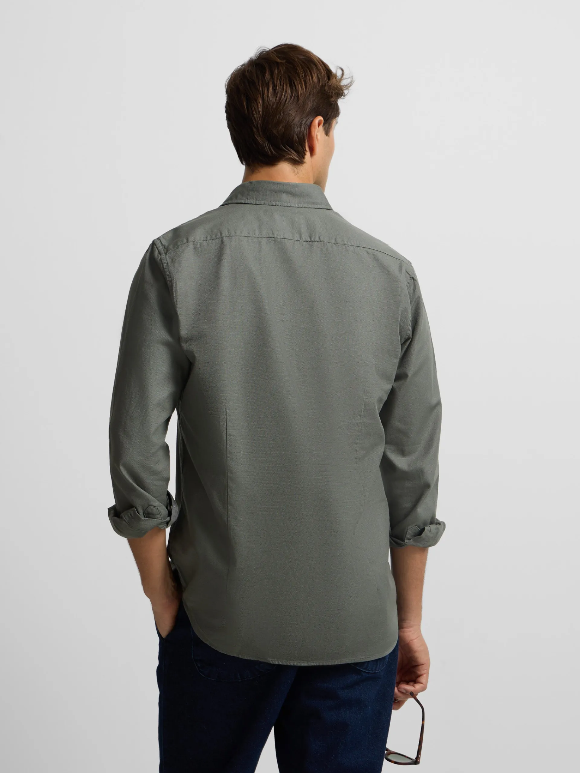 Silbon Smart Casual·Camisas Sport-Camisa sport miniestructura verde oscuro Verde oscuro